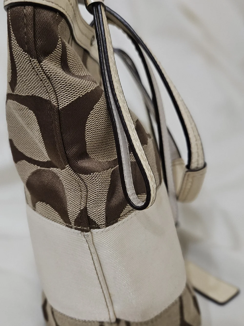 Coach Signature Canvas Tote in Brown and Cream